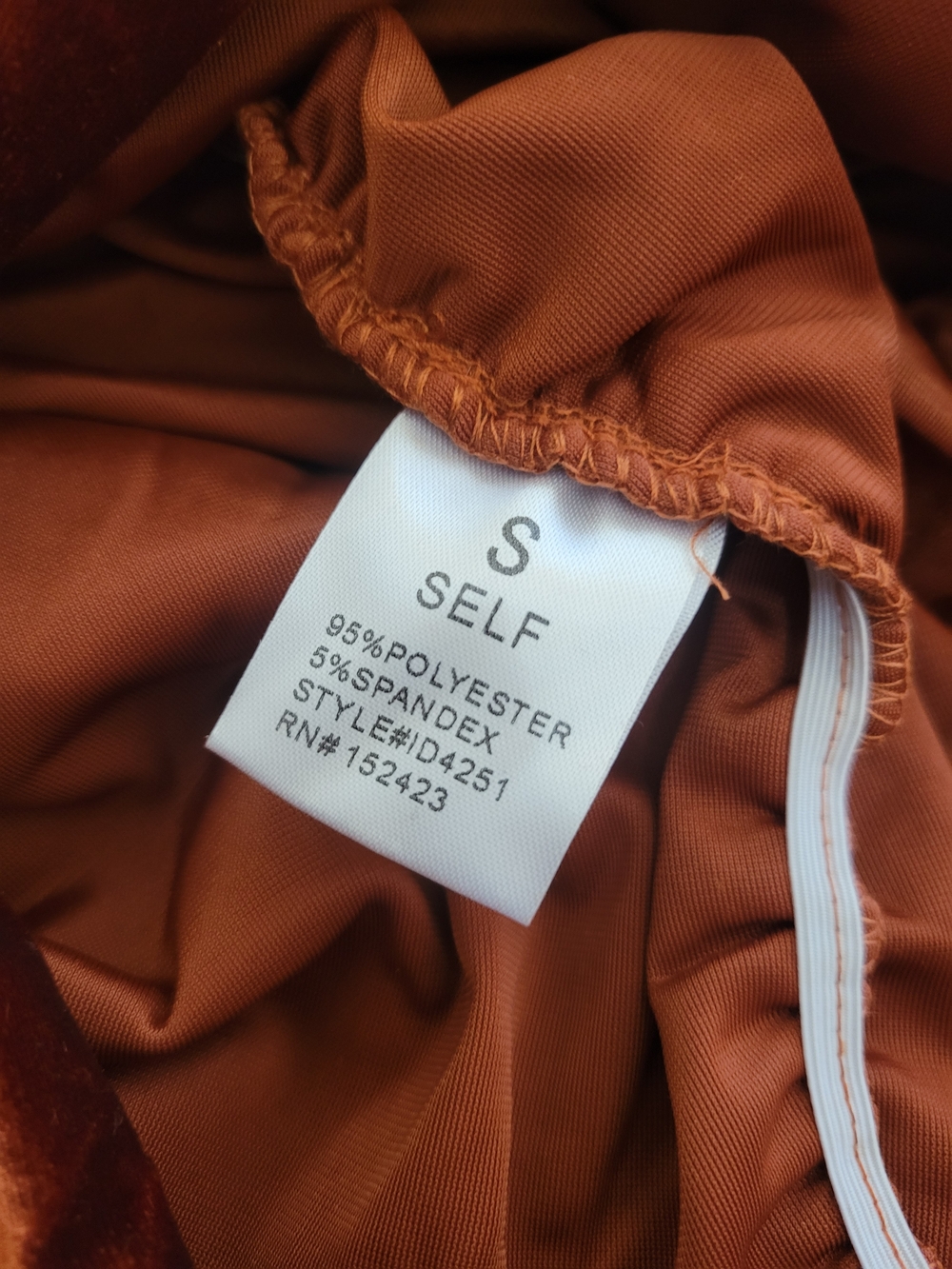 LACAUSA Rust Velvet Ruched Button-Front Mini Dress - Picture 5 of 5